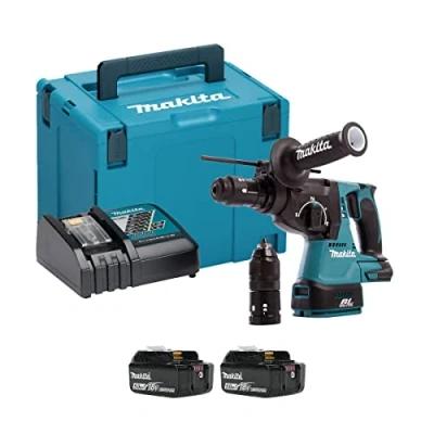 Abbildung von Makita Akku Kombihammer, (18 V/4,0 Ah, 2 Akkus und Ladegerät im Makpac), DHR243RMJ