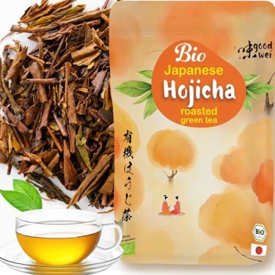 Abbildung von Bio Houjicha gerösteter Grüner Tee aus Japan Traditionelle Grüntee Spezialität geröstet Koffeinarm
