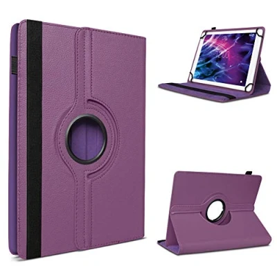 Abbildung von UC Express Tablet Schutzhülle für Medion Lifetab P8912 hochwertiges Kunstleder Hülle Tasche Standfunktion 360 Drehbar Cover Universal Case, Farben:Lila