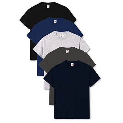 Abbildung von Fruit of the Loom Valueweight T Shirt für Herren, kurzärmelig, 5 Stück Gr. L, Schwarz/Marineblau/Heather Grey/Light Graphite/Deep Navy
