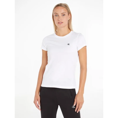 Abbildung von Calvin Klein Jeans Embroidery SLIM TEE Tshirt basic, Damen, Größe: Large, Bright white