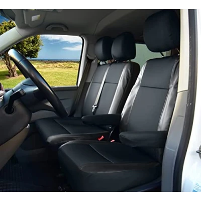 Abbildung von Sitzbezüge Stoff mit Kunstleder passgenau passend für VW T6 Transporter/Caravelle/Multivan ab 2015/19 Viva