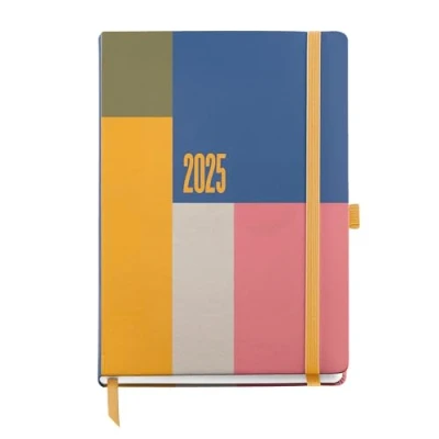 Abbildung von Miquelrius Kalender 2025, Jahresplaner, 155 x 213 mm, Wochenansicht, Einband aus laminiertem Karton, Spiralbindung, Papier 80 g/m², Katalanisch, Englisch und Portugiesisch, Farbblock