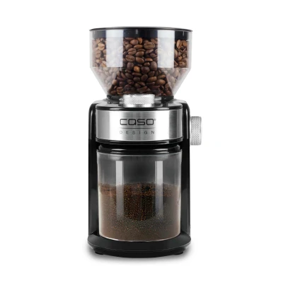 Abbildung von CASO Barista Crema Elektrische Design Kaffeemühle, Mahlgradeinstellungen von fein bis grob, aromaschonendes Mahlen durch professionelles Scheibenmahlwerk, leistungsstarker 150 Watt Motor