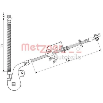 Abbildung von METZGER 4110927 Bremsschläuche Vorderachse links 221/283 M10x1 PEUGEOT: 407 SW, Limousine, Coupe, CITROËN: C5 III Kombi, 3, C6 Limousine