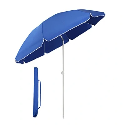 Abbildung von Sekey 160 cm Sonnenschirm Strand mit Schutzhülle für Balkon Garten &amp; Terrasse Neigungswinkel und Höhe verstellbar, Rund