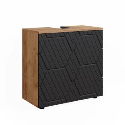 Abbildung von Vicco Waschbeckenunterschrank Irma, Goldkraft Eiche/Anthrazit, 60 x 59 cm