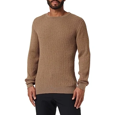 Abbildung von Selected Homme Slhberg Cable CREW NECK B NOOS Strickpullover, Herren, Größe: XL, Teak/melange