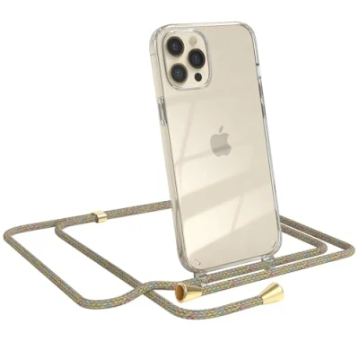 Abbildung von EAZY CASE Handykette kompatibel mit iPhone 12 Pro Max Handyhülle Umhängeband, Handykordel Schutzhülle, Silikonhülle, Hülle Band, Stylische Kette für Smartphone, Rainbow