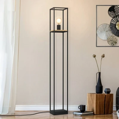 Abbildung von Eglo 99798 Stehleuchte LIBERTAD schwarz, braun L:18 B:18 H:128,5cm mit Fußtrittschalter