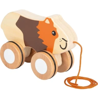 Abbildung von small foot Nachziehtier Meerschweinchen aus Holz, Nachziehspielzeug mit gummierten Rädern, fördert Motorik und Laufenlernen, für Kinder ab 1 Jahr, 12634