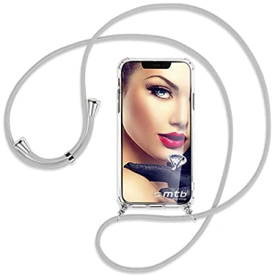 Abbildung von mtb more energy® Handykette kompatibel mit OnePlus Nord 3 Silber Grau Smartphone Hülle zum Umhängen Anti Shock Full TPU Case