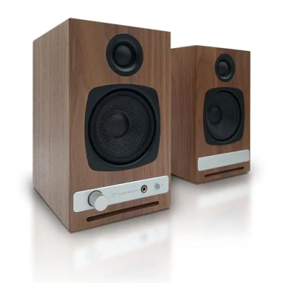 Abbildung von Audioengine HD3 Wireless Speakers mit Bluetooth 60W Verkabelt Computer Lautsprecher für Desktop Monitor und Home Music System aptX HD Bluetooth, AUX, USB, RCA, 24 bit DAC (Walnuss, Paar)