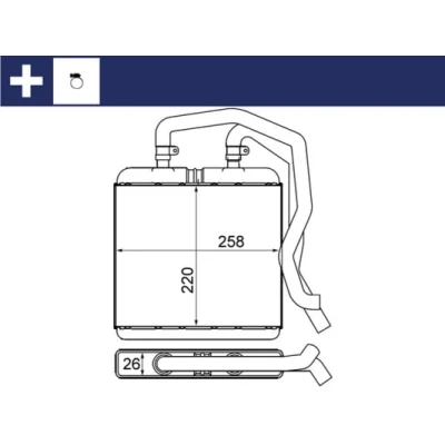 Abbildung von MAHLE ORIGINAL AH 12 000S Wärmetauscher mit Rohrleitung, Zubehör Spannelement IVECO: DAILY 3 Pritsche/Fahrgestell, Kasten/Kombi