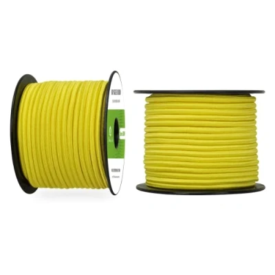 Abbildung von Abma Cord Gummiseil Expanderseil 5mm 30M Gummischnur UV Beständig Planenseil 100% Dehnung Spannseil für Plane, Anhängerplane, Sonnensegel, Zelte, Banner Neon Gelb