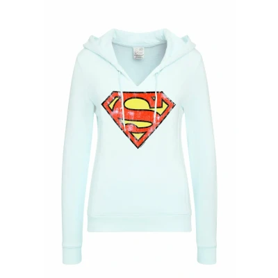 Abbildung von Logoshirt DC Comics Superman Kapuzenpullover, Damen, Größe: XS, Hellblau