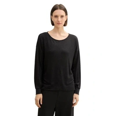 Abbildung von TOM TAILOR Damen Longsleeve mit Print, 14482 Deep Black, XXL