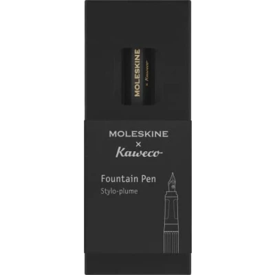 Abbildung von Moleskine x Kaweco Füllfederhalter aus ABS Kunststoff mit Vergoldeter Feder der Größe M für Schriftsteller, Notizenmacher, Inklusive Blauer Tintenpatrone, Farbe Schwarz