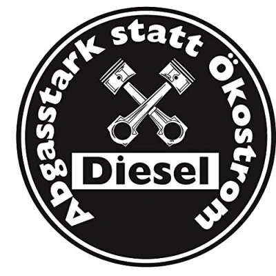 Abbildung von Abgasstark statt Ökostrom Aufkleber Sticker Schwarze Umwelt Plakette Diesel JDM 2 Stück Fun Lustig Umweltzone Fahrverbot Autoaufkleber LKW