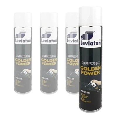 Abbildung von LEVIATAN Druckluftspray mit Sprühverlängerung 4 x 600ml Druckluft Dose PC Reinigung Compressed Air Can, Druckluftreiniger Duster Spray für Tastatur, Computer, Kamera, Handy