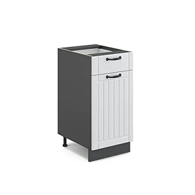 Abbildung von Vicco Küchenunterschrank Fame Line, Weiß Landhaus/Anthrazit, 40 cm ohne Arbeitsplatte