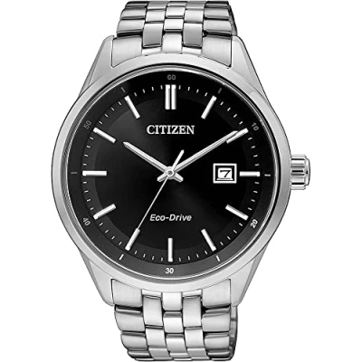 Abbildung von Citizen Herren Analog Quarz Uhr mit Edelstahl Armband BM7251 88E, Schwarz