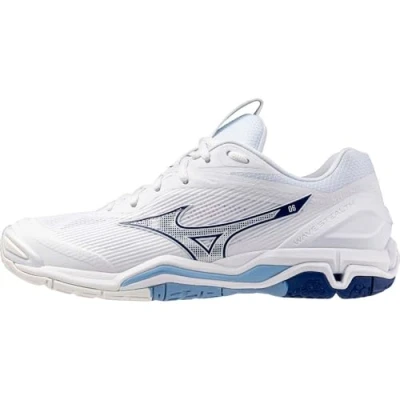 Abbildung von Mizuno WAVE STEALTH 6 Handballschuhe Weiß/BellwetherBlau/BelAirBlu Damen/Herren Grösse 44.5