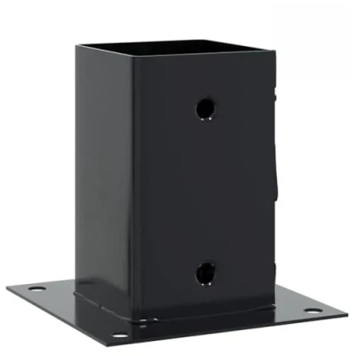 Abbildung von vidaXL Pfostenträger Quadrat 4 Stk. 81x81 mm Pulverbeschichteter Stahl, Pfostenschuh, Stützenschuh, Pfostenhülse, Pfostenanker, Stützenfuß