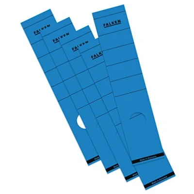 Abbildung von Original Falken 10er Pack Ordner Rückenschild. Made in Germany. Etiketten 60 x 290 mm selbstklebend für 8 cm breite blau