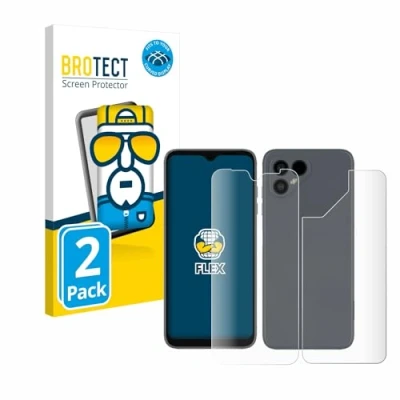 Abbildung von BROTECT 2 Stück Full Cover Schutzfolie für Fairphone 4 (Display+Rückseite) Screen Displayschutz Folie [3D Curved, Kristall Klar]