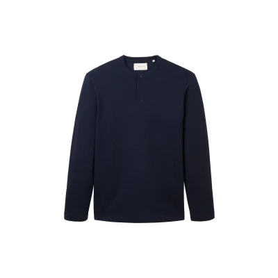 Abbildung von TOM Tailor Henley Langarmshirt, Herren, Größe: XL, Sky captain blue