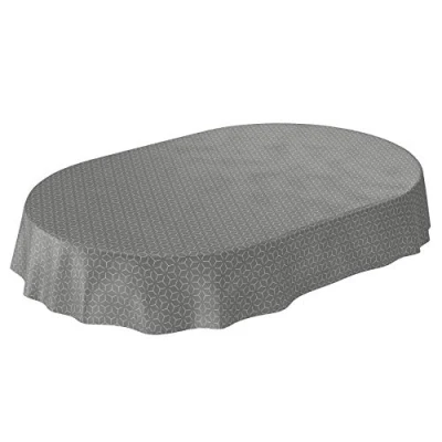 Abbildung von ANRO Tischdecke Wachstuch abwaschbar Wachstuchtischdecke Wachstischdecke Nordic Style Grau Oval 180x140cm