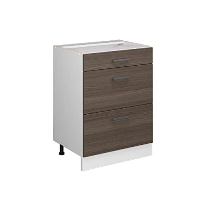 Abbildung von Vicco Küchenunterschrank R Line, Grau/Weiß, 60 cm mit Schubladen, ohne Arbeitsplatte
