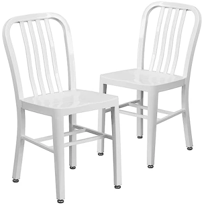 Abbildung von Flash Furniture Stuhl für den Innen und Außenbereich, Stahllegierung, Kunststoff, Weiß, 51 x 39 84 cm
