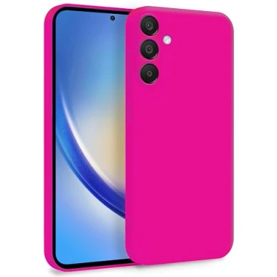 Abbildung von MyGadget Hülle für Samsung Galaxy A35 5G Zweilagige Handyhülle mit Kameraschutz Cover Innenfutter &amp; Silikon außen Magenta Rot