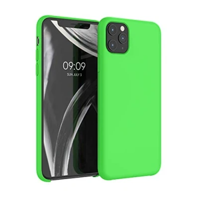 Abbildung von kwmobile Hülle kompatibel mit Apple iPhone 11 Pro Max Silikon Handy Case Handyhülle weiche Oberfläche kabelloses Laden Limettengrün