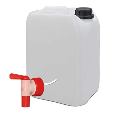 Abbildung von plasteo® 5 Liter Wasserkanister Campingkanister Wasserbehälter Kanister mit AFT Hahn, natur