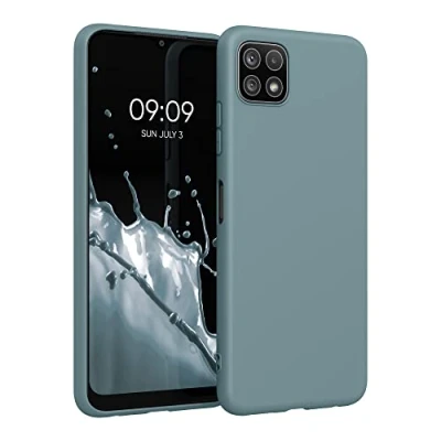 Abbildung von kwmobile Hülle kompatibel mit Samsung Galaxy A22 5G weiches TPU Silikon Case Cover geeignet für kabelloses Laden Arctic Night