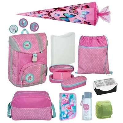 Abbildung von Scooli Schulranzen 1. bis 4. Klasse ergonomischer Schulrucksack Flexmax (Set, 9 tlg., inkl. Sporttasche und Nestler Schultüte Ballerina)