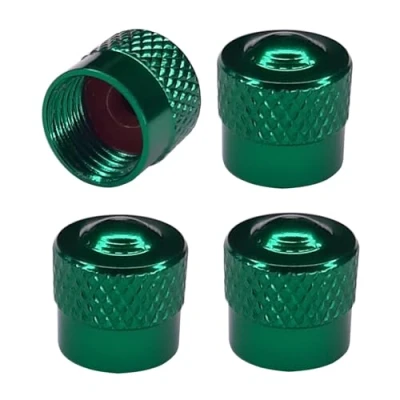 Abbildung von cyclingcolors 4X Ventilkappen Ventildeckel Auto Motorrad Fahrrad Ventilabdeckung Radventilkappen Reifenventilkappen Autoventil Kappen Aluminium, Grün