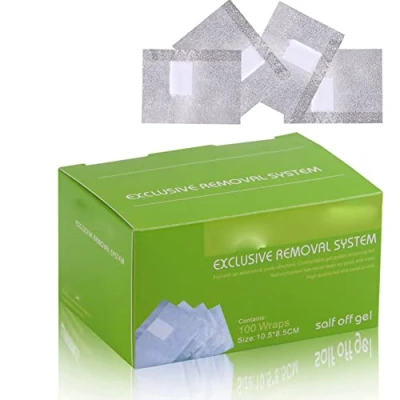 Abbildung von 100 Stück Nail Polish Remover Wraps Pads, Aluminiumfolie Nagellack Pads zum einfachen entfernen von Gel Hilfsmittel