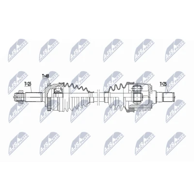 Abbildung von NTY NPW HY 629 Antriebswelle Vorderachse links 645mm HYUNDAI: i10 II Schrägheck