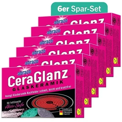 Abbildung von abrazo CeraGlanz Glaskeramik 12 Ceranfeldreiniger 6x2 Stk. Reiniger, Ceranfeld Herdreiniger, Herd kratzfrei reinigen