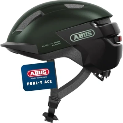 Abbildung von ABUS Fahrradhelm Purl Y ACE mit LED Licht geeignet Fahrten auf E Bike und S Pedelec Trendiger NTA Schutzhelm für Erwachsene Jugendliche Grün, Größe M