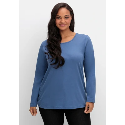 Abbildung von Sheego Langarmshirt Langarmshirt, Damen, Größe: 44, Jeansblau