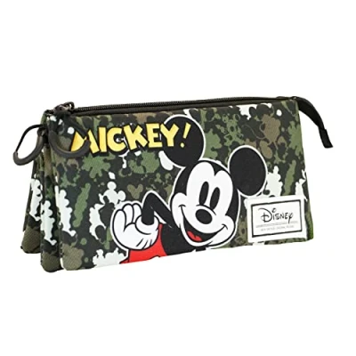 Abbildung von Micky Maus Surprise FAN Dreifach Federmäppchen, Militärgrün