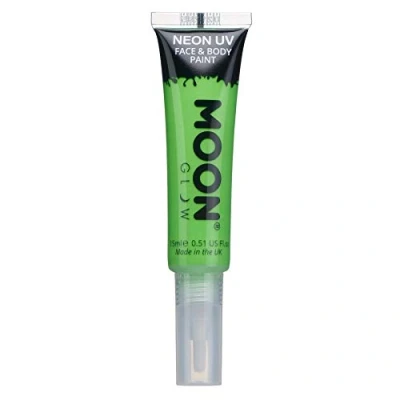 Abbildung von Neon UV Gesichts und Körperfarbe mit Pinsel von Moon Glow 15ml Intensiv Grün