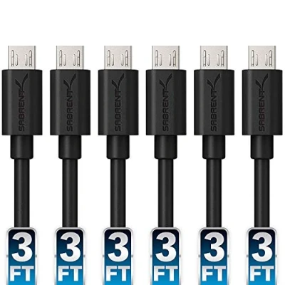 Abbildung von Sabrent Micro USB Kabel Schnellladekabel (6 Stück x 90cm) High Speed Ladekabel 5V 3A (CB UM63)