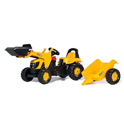 Abbildung von Trettraktor rollyKid JCB, mit Lader und Anh&auml;nger