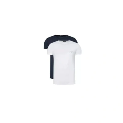 Abbildung von Emporio Armani Girocollo 2 PACK Nachtwäsche Shirt, Herren, Größe: XL, Marine/weiß